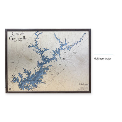 Lake Lanier Georgia Gainesville Multilayer Wood Map — style-labeled photo [MC20261006 q3171 359e32b936af]