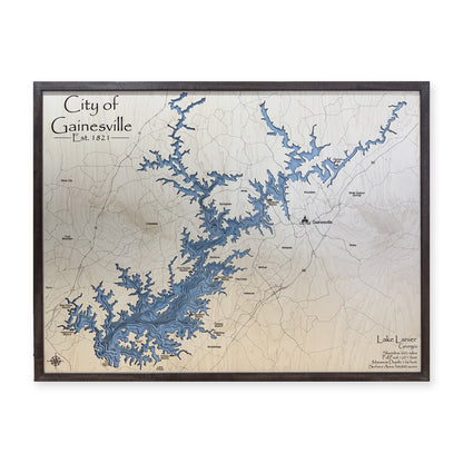 Lake Lanier Georgia Gainesville Multilayer Wood Map — Multilayer water main photo [MC20261006 q3171 2e464f836496]