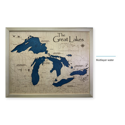 Great Lakes Bay Harbor Natural Frame Multilayer Wood Map — style-labeled photo [MC20261006 q3278 79335fcdd656]