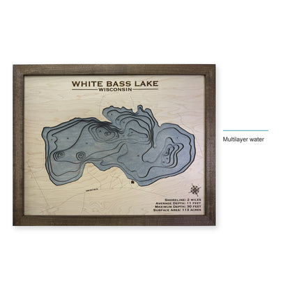 White Bass Lake, Wisconsin Wood Map — style-labeled photo [MC20261006 q3289 b84d201ebe91]