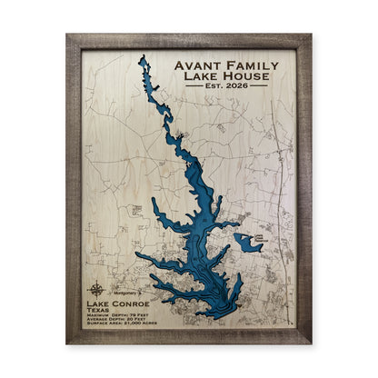 Lake Conroe Avant Family Multilayer Wood Map — Multilayer water main photo [MC20261006 q3291 f64b26d13841]
