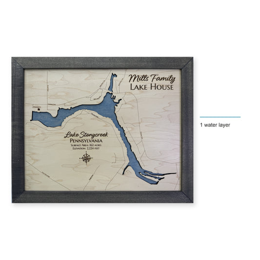 Lake Stonycreek, Pennsylvania Wood Map — style-labeled photo [MC20261006 q3293 eb9cddf73958]