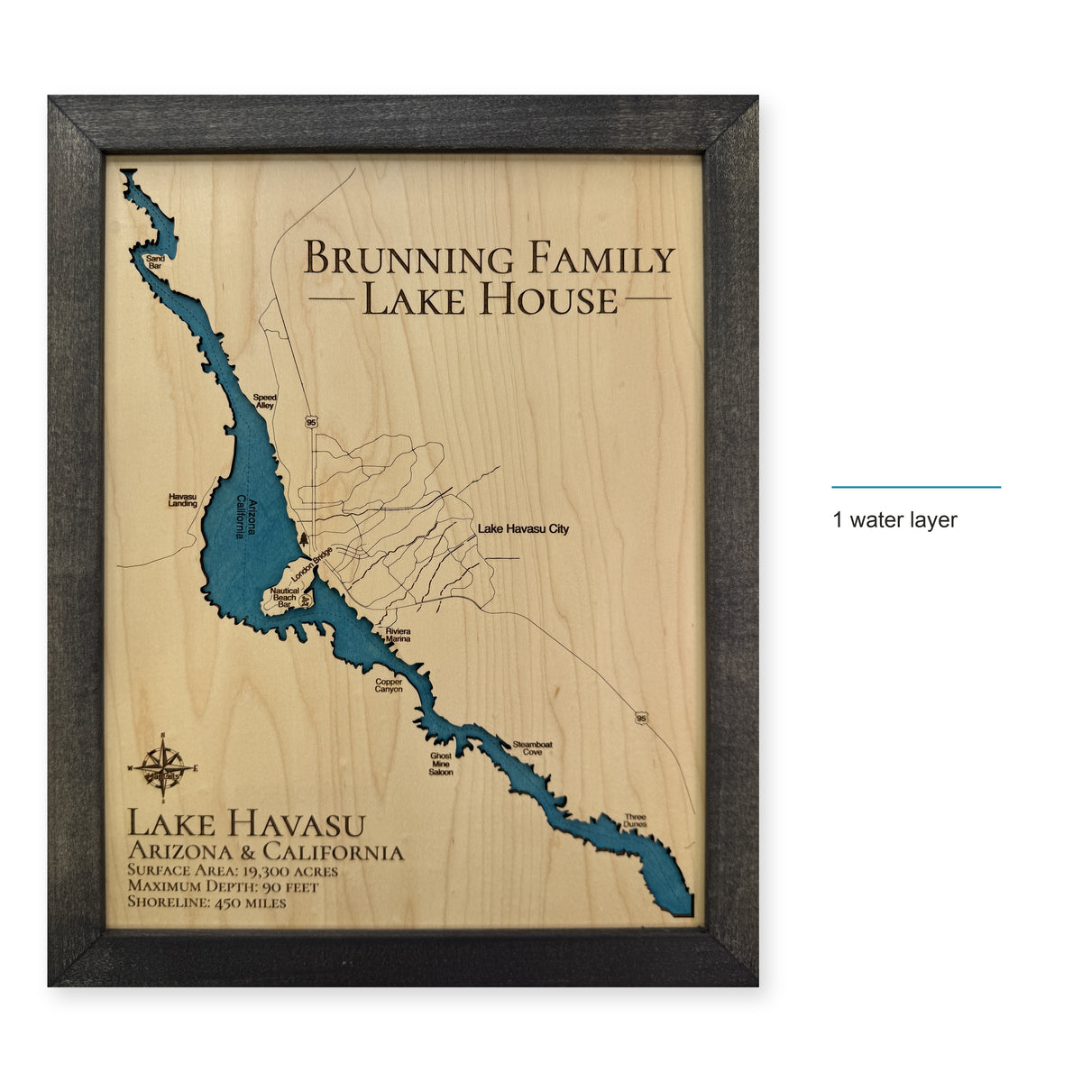 Lake Havasu Brunning Family Charcoal Wood Map — style-labeled photo [MC20261006 q3347 1e95072dbdb3]