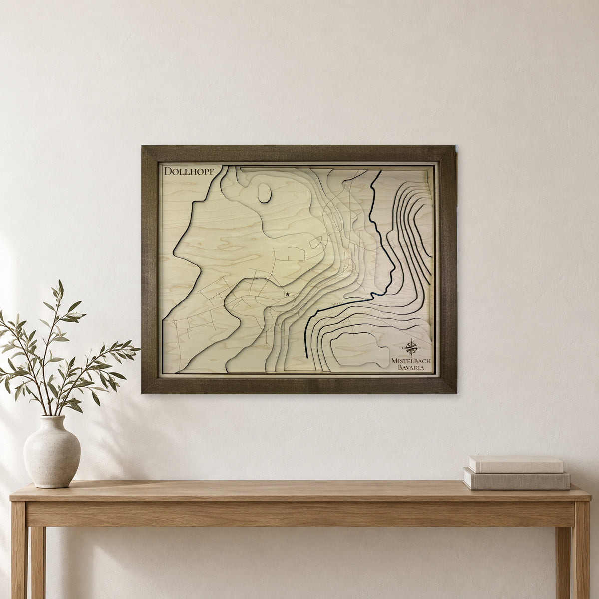Mistelbach, Bavaria Topographic Wood Map — room mockup [MC20261006 q3403 19ff205d5641]