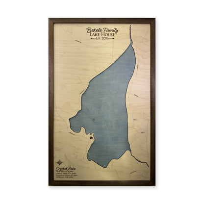 Crystal Lake, New Hampshire Wood Map — plain-background photo [MC20261006 q3411 607c574ee404]