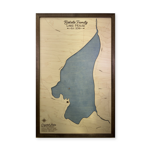 Crystal Lake, New Hampshire Wood Map — plain-background photo [MC20261006 q3411 607c574ee404]
