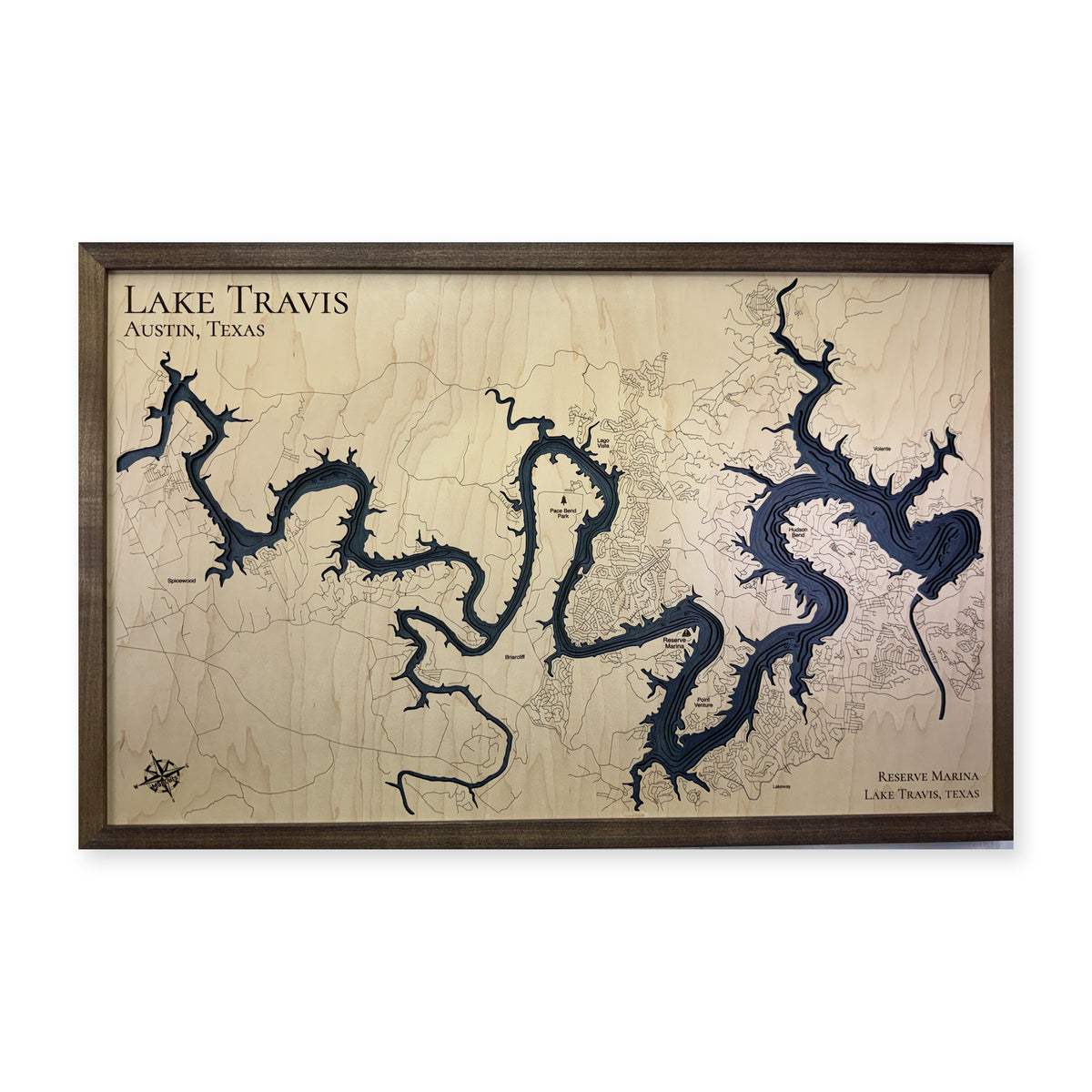 Lake Travis Reserve Marina Multilayer Wood Map — Multilayer water main photo [MC20261006 q3418 11d4046535f2]
