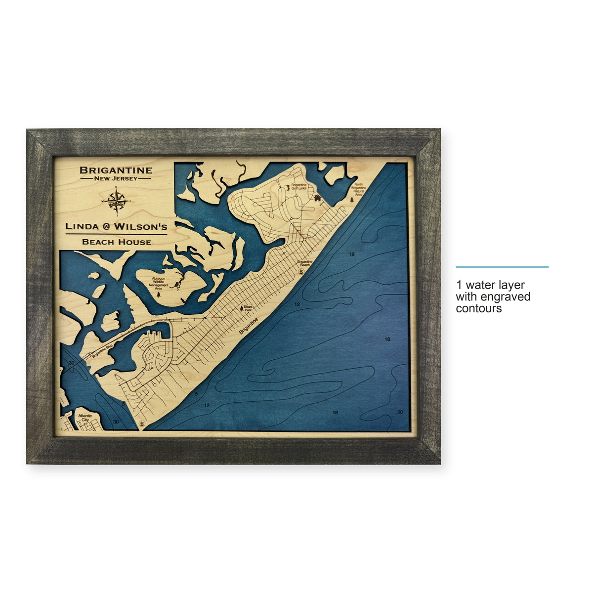 Brigantine, New Jersey Wood Map — style-labeled photo [MC20261006 q3420 1b0a2f4b89ac]