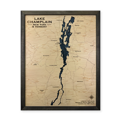 Lake Champlain New York Vermont Quinn Multilayer Wood Map — Multilayer water main photo [MC20261006 q3456 71ea5f43315f]