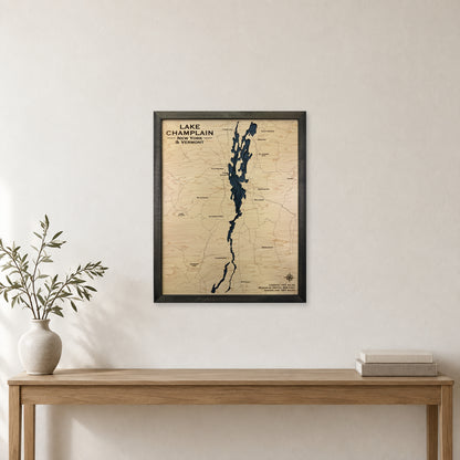Lake Champlain New York Vermont Quinn Multilayer Wood Map — room mockup [MC20261006 q3456 2274bfaaef46]