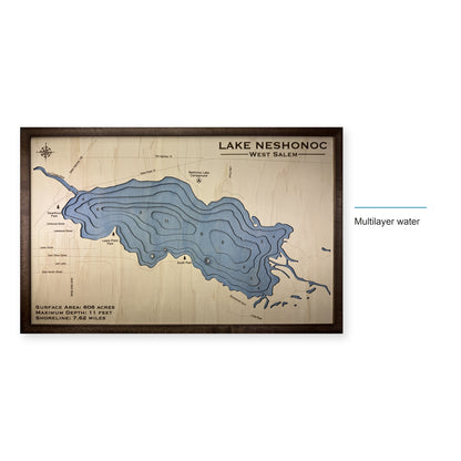 Lake Neshonoc, West Salem, Wisconsin Wood Map — style-labeled photo [MC20261006 q3462 c5dab730b5c1]