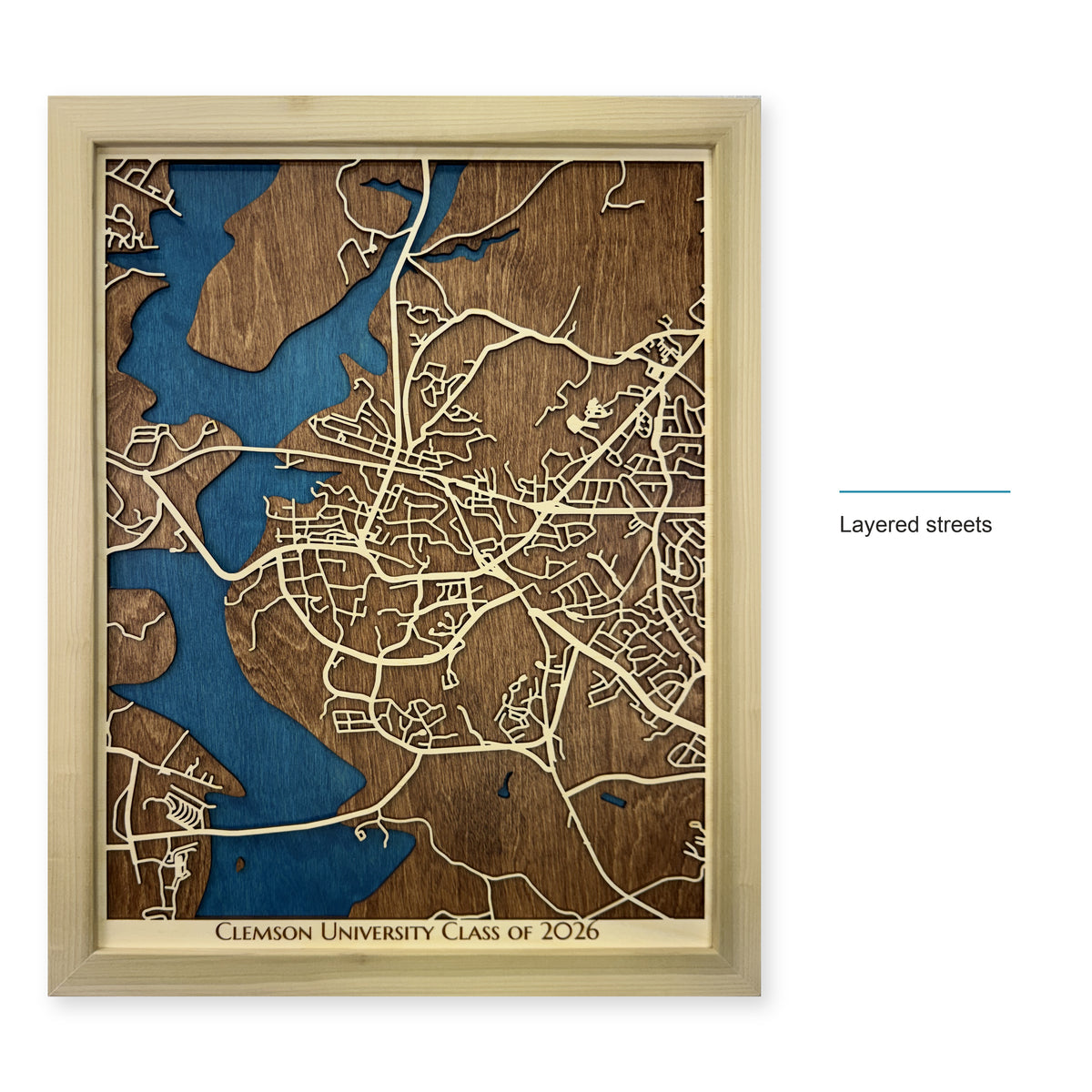 Clemson, South Carolina Wood City Map — style-labeled photo [MC20261006 q3474 dc952ca9eaf7]