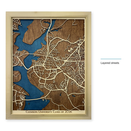 Clemson, South Carolina Wood City Map — style-labeled photo [MC20261006 q3474 dc952ca9eaf7]