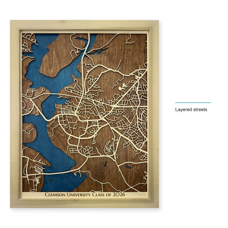 Clemson, South Carolina Wood City Map — style-labeled photo [MC20261006 q3474 dc952ca9eaf7]