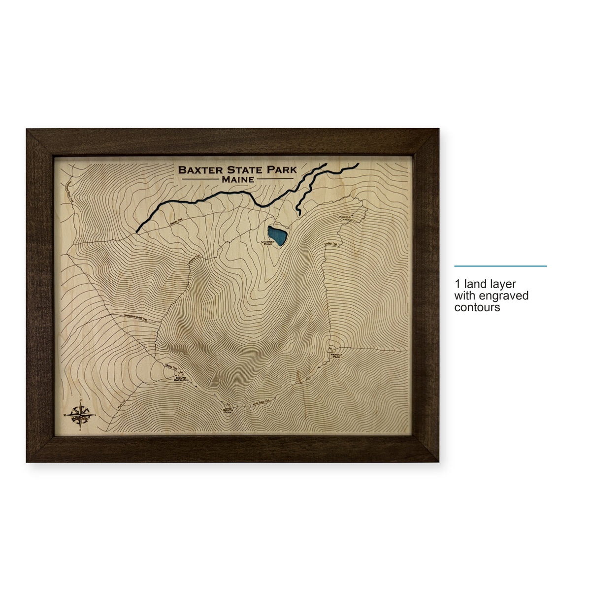 Baxter State Park, Maine Topographic Wood Map — style-labeled photo [MC20261006 q3481 fcabb537fa95]