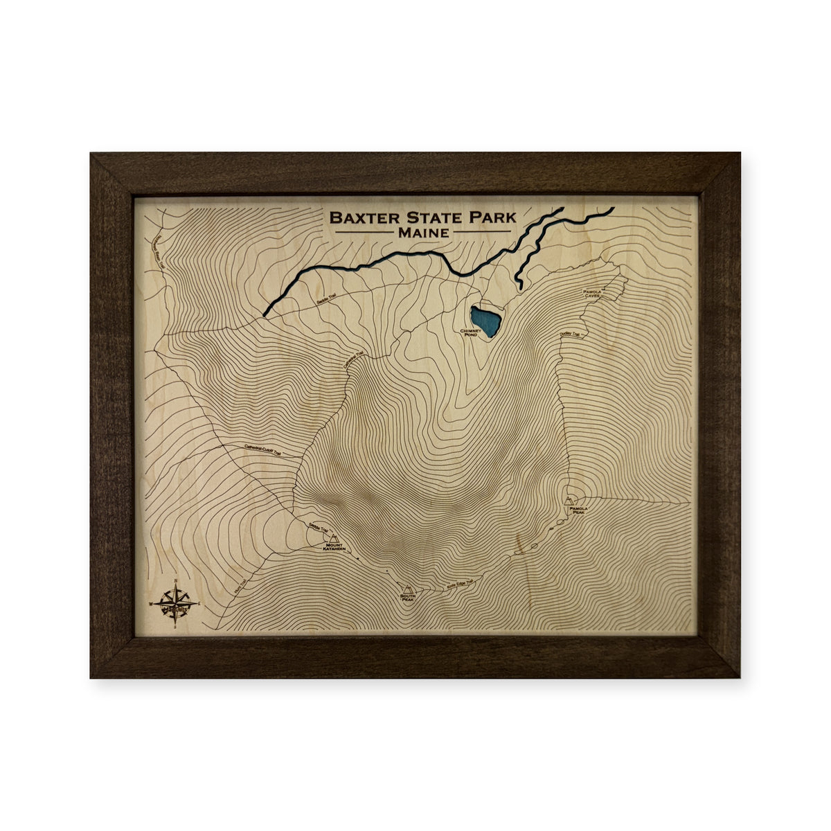 Baxter State Park, Maine Topographic Wood Map — plain-background photo [MC20261006 q3481 8136154a610c]