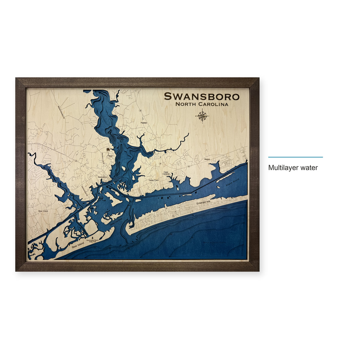 Swansboro, North Carolina Wood Map — style-labeled photo [MC20261006 q3487 f3a35fb27810]
