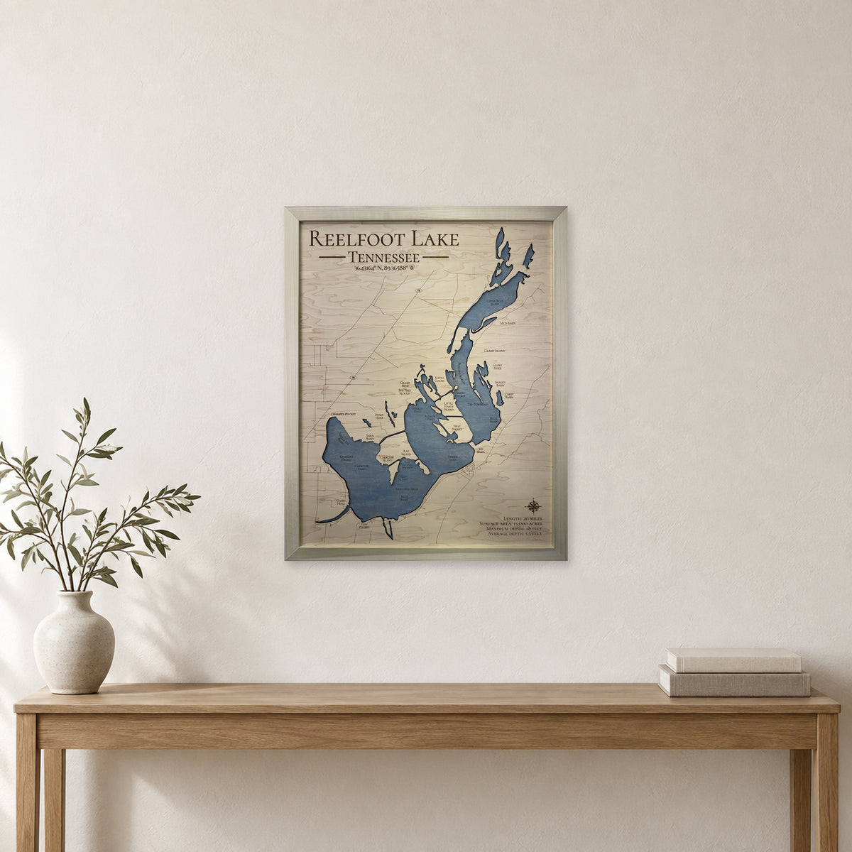 Reelfoot Lake, Tennessee Wood Map — room mockup [MC20261006 q3489 006dbb46dc58]