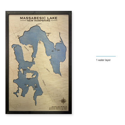 Massabesic Lake, New Hampshire Wood Map — style-labeled photo [MC20261006 q3517 6f7120ebc1f1]