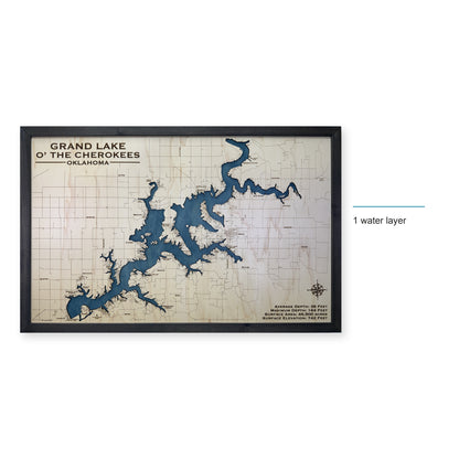 Grand Lake Oklahoma Single Water Layer Wood Map — style-labeled photo [MC20261006 q3519 ef7fe7be5dc9]