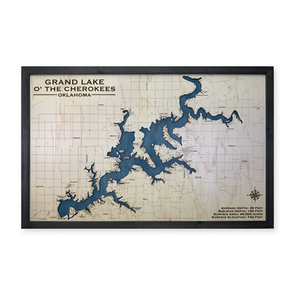 Grand Lake Oklahoma Single Water Layer Wood Map — 1 water layer main photo [MC20261006 q3519 0e8d01e279b9]