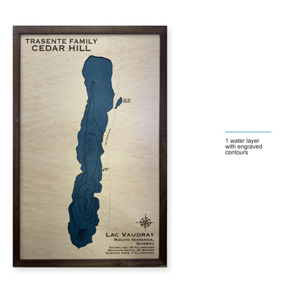 Lac Vaudray, Rouyn-Noranda, Quebec Wood Map — style-labeled photo [MC20261006 q3539 9fc7873604fa]
