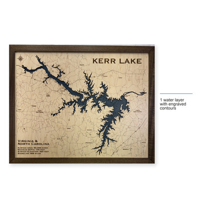 Kerr Lake Virginia North Carolina Engraved Contours Wood Map — style-labeled photo [MC20261006 q3542 79aa5d660fff]