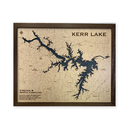 Kerr Lake Virginia North Carolina Engraved Contours Wood Map — 1 water layer with engraved contours main photo [MC20261006 q3542 74e35405c904]
