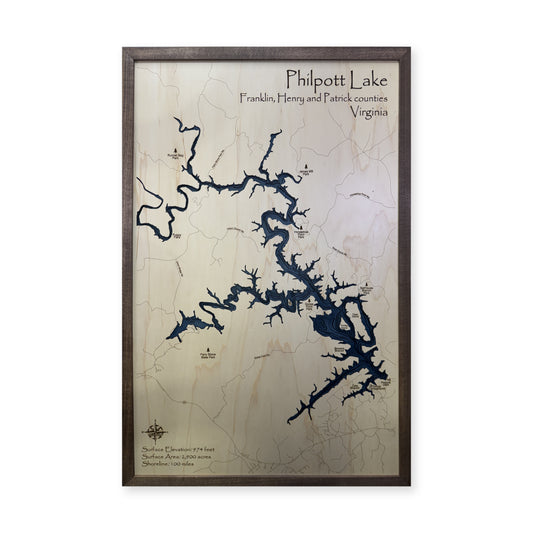 Philpott Lake Virginia Multilayer Wood Map — Multilayer water main photo [MC20261006 q3550 8f3253b17563]
