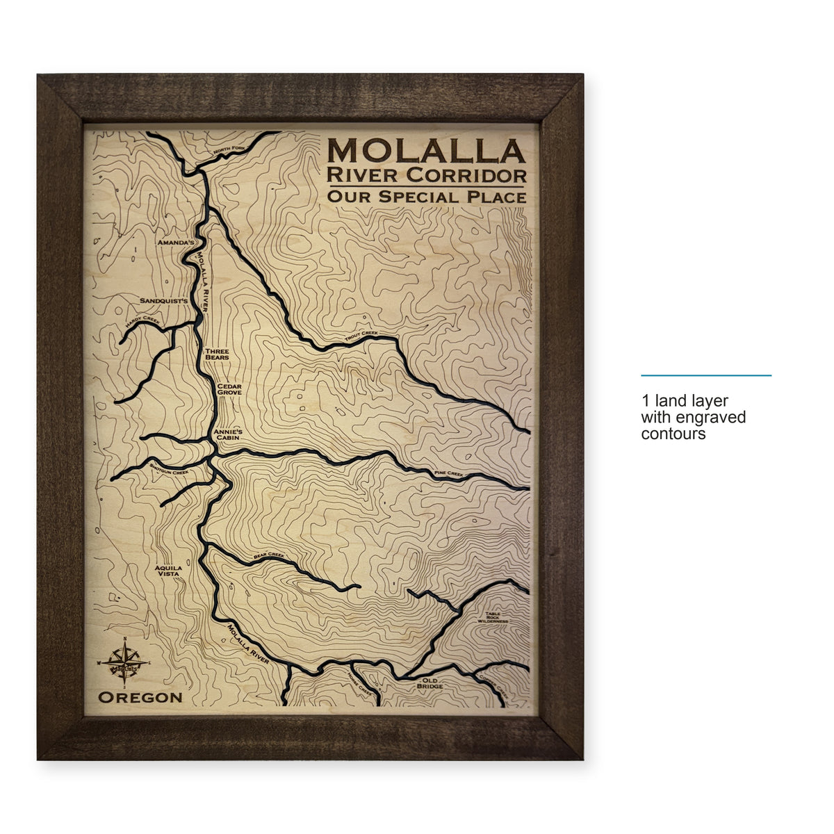 Molalla River Corridor, Oregon Topographic Wood Map — style-labeled photo [MC20261006 q3566 647d8f47b910]