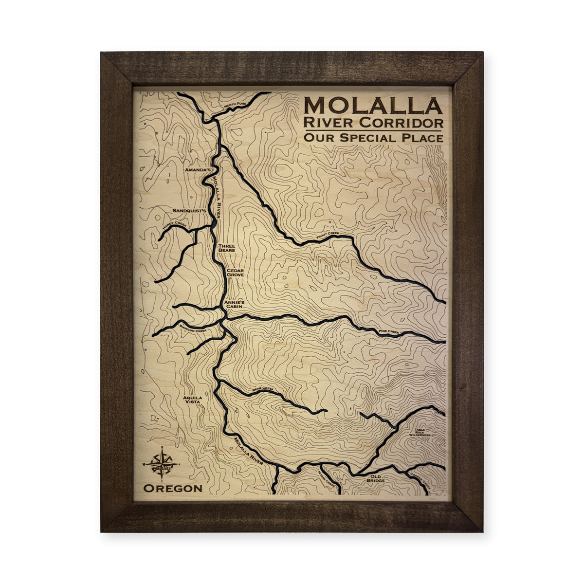 Molalla River Corridor, Oregon Topographic Wood Map — plain-background photo [MC20261006 q3566 36c652ca7f01]