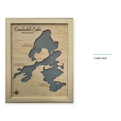 Lauderdale Lakes Wisconsin Natural Wood Map — style-labeled photo [MC20261006 q3576 a9daf106de72]