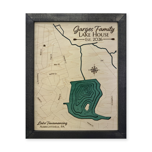 Towamensing Lake, Pennsylvania Wood Map — multilayer main photo [MC20261006 q3594 4ff6e1da16ec]