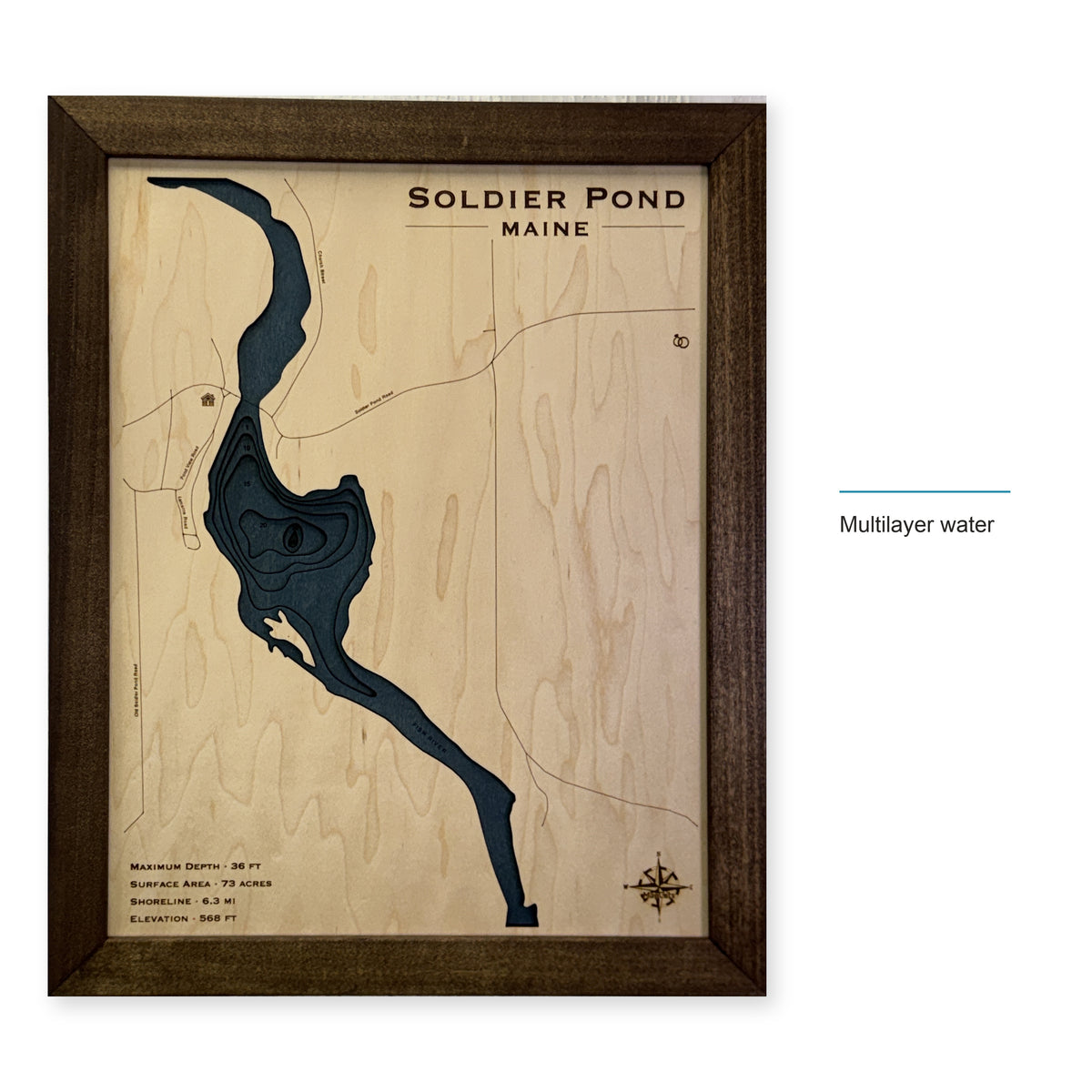 Soldier Pond, Maine Wood Map — style-labeled photo [MC20261006 q3601 418ab1b83701]