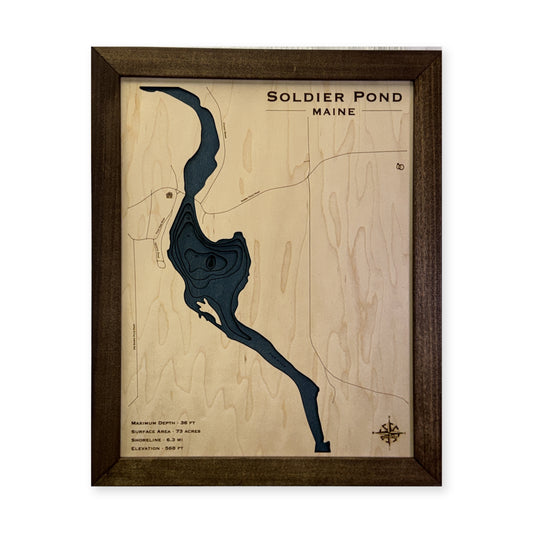Soldier Pond, Maine Wood Map — plain-background photo [MC20261006 q3601 28e25c454276]