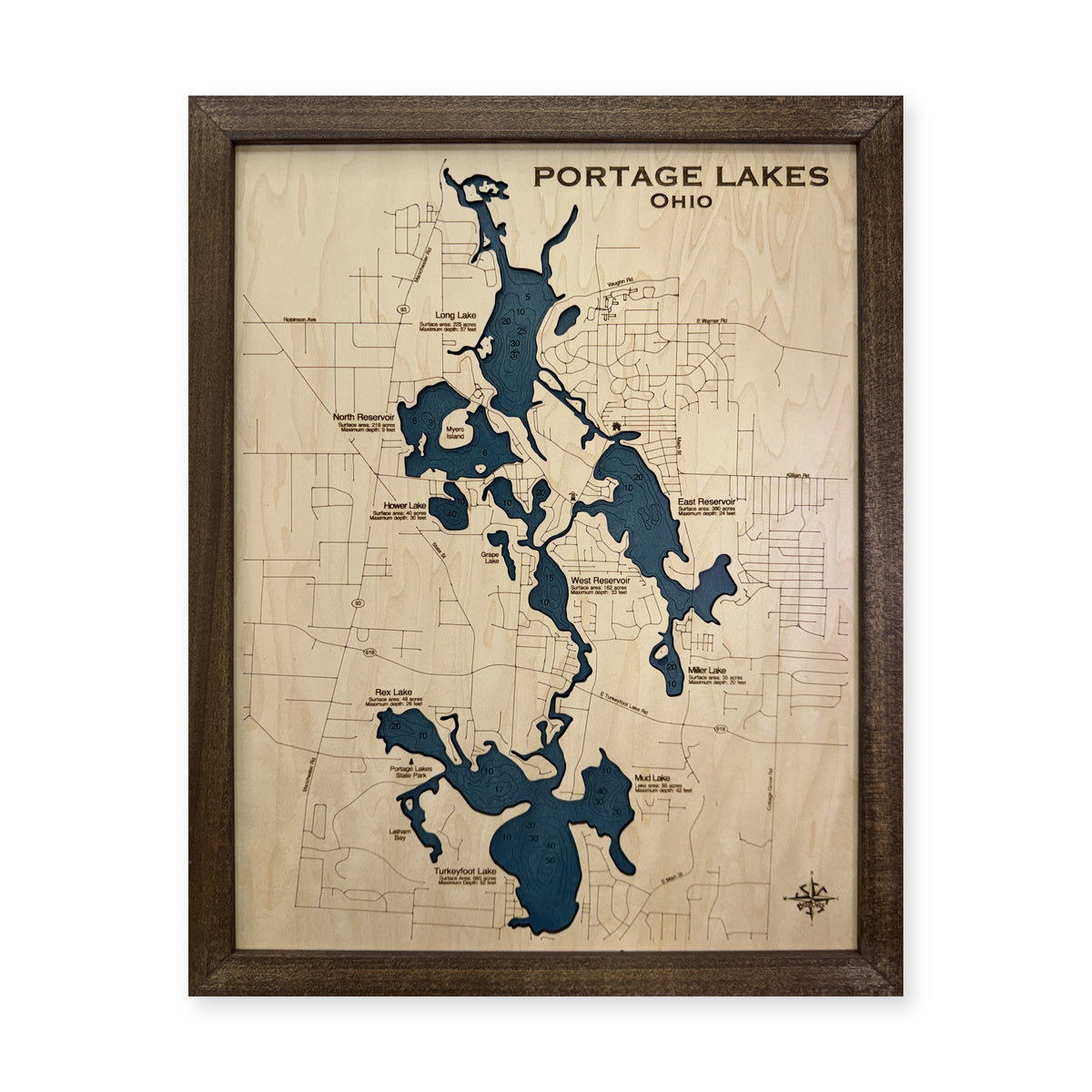 Portage Lakes Wood Map — plain-background photo [MC20261006 q3625 92b2ddaec37e]