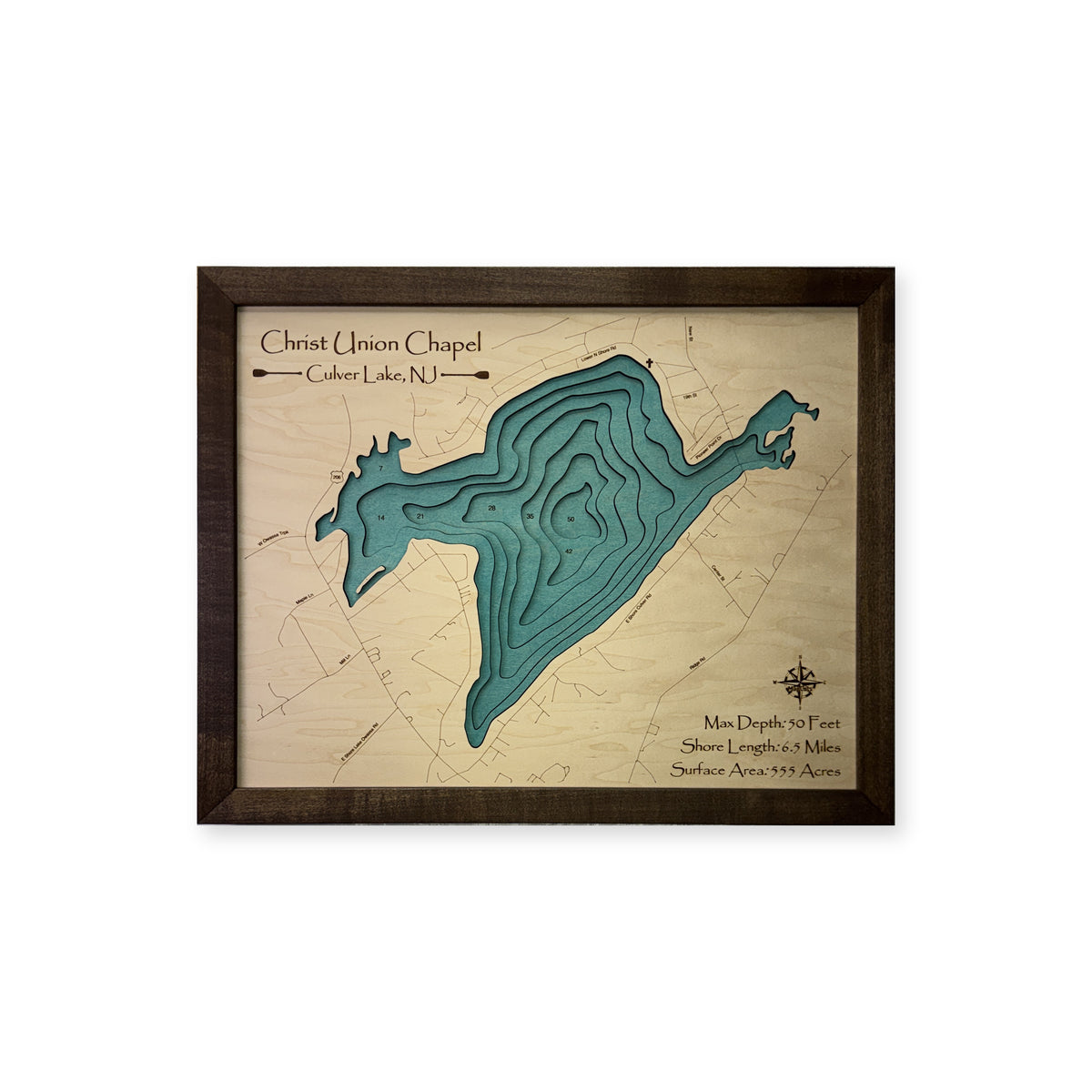 Culver Lake, New Jersey Wood Map — plain-background photo [MC20261006 q3640 8261f6c664f7]
