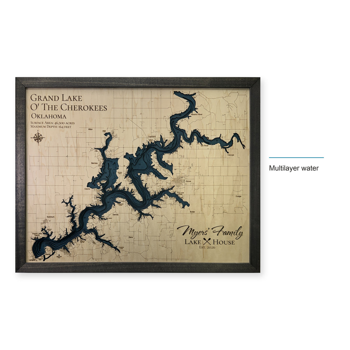 Grand Lake Cherokees Myers Family Multilayer Wood Map — style-labeled photo [MC20261006 q3643 b56bf7377671]