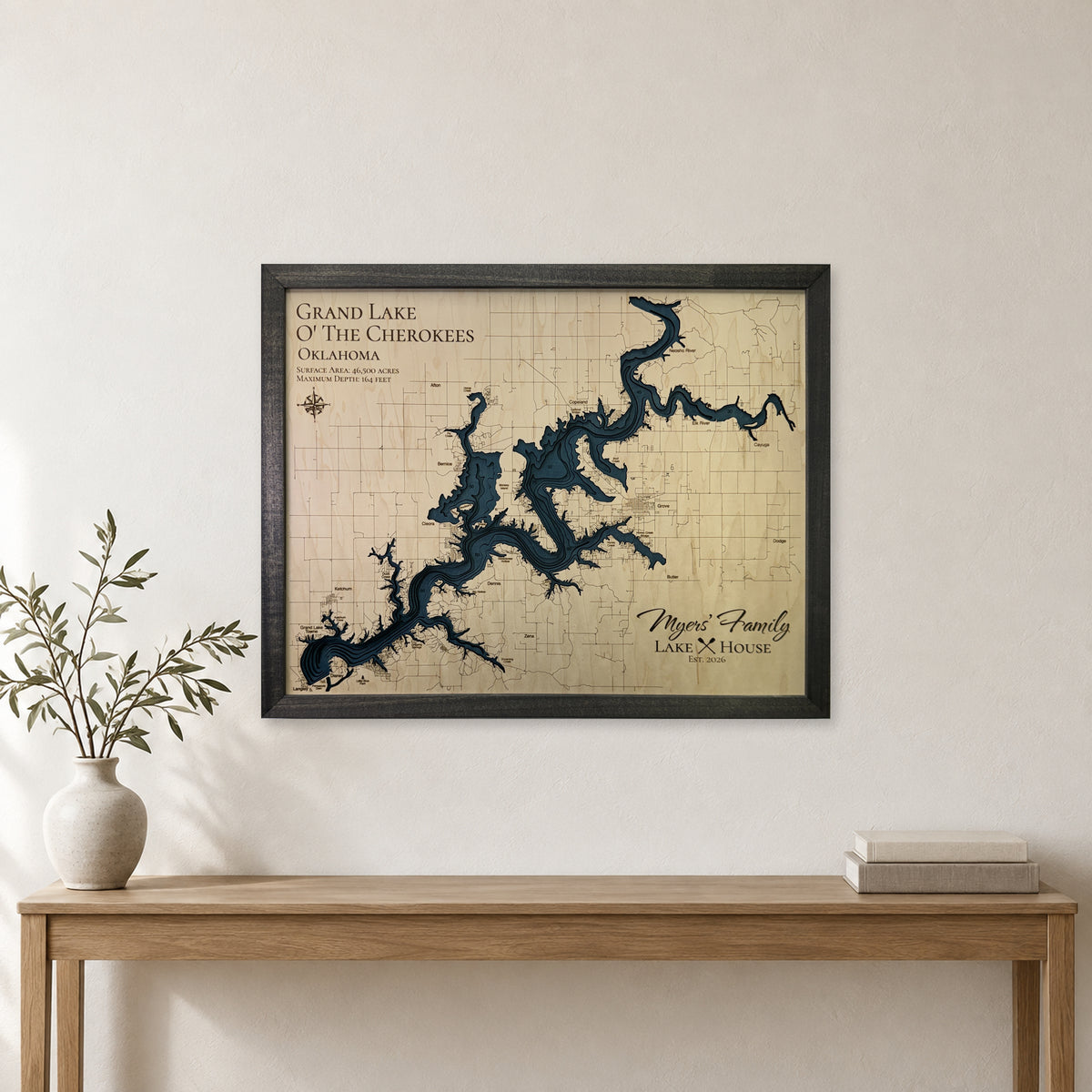 Grand Lake Cherokees Myers Family Multilayer Wood Map — room mockup [MC20261006 q3643 630045f8f125]