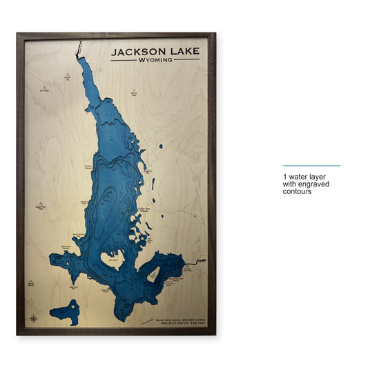 Jackson Lake, Wyoming Wood Map — style-labeled photo [MC20261006 q3679 3f91c77ee1ee]
