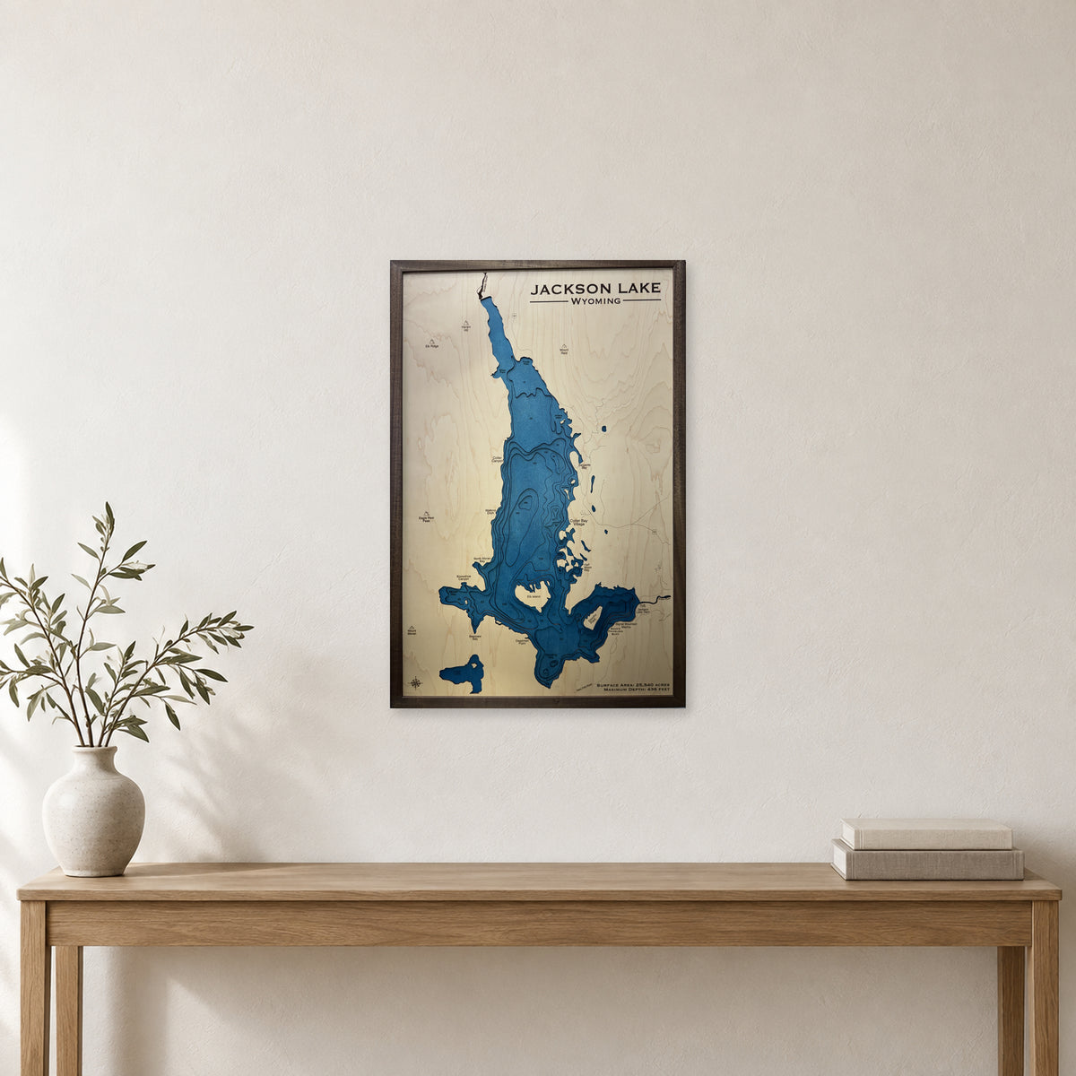 Jackson Lake, Wyoming Wood Map — room mockup [MC20261006 q3679 2239b3005fdb]