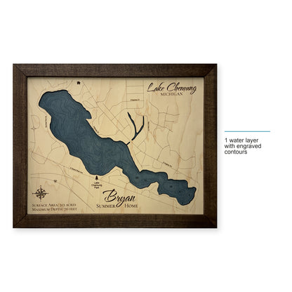 Lake Chemung, Michigan Wood Map — style-labeled photo [MC20261006 q3700 6f5ae2079607]
