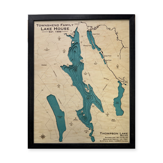 Thompson Lake Maine Townshend Multilayer Wood Map — Multilayer water main photo [MC20261006 q3708 bb3dd66773b6]