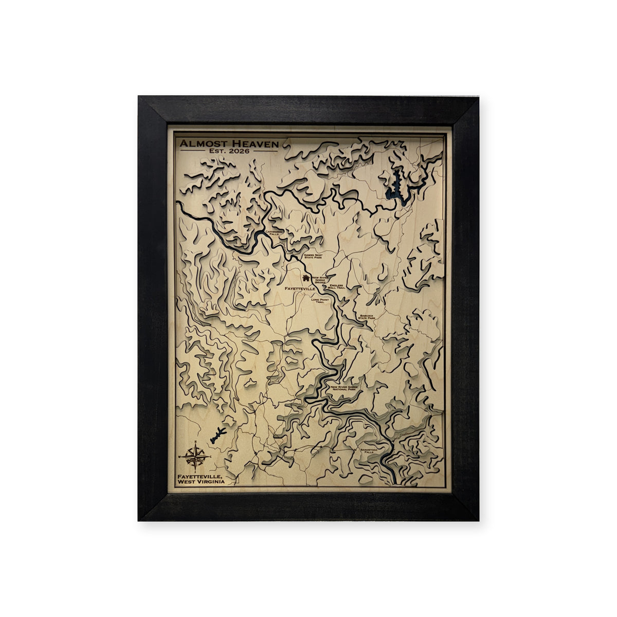 Fayetteville, West Virginia Topographic Wood Map — plain-background photo [MC20261006 q3715 1de9e9773a04]
