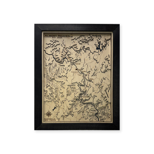 Fayetteville, West Virginia Topographic Wood Map — plain-background photo [MC20261006 q3715 1de9e9773a04]