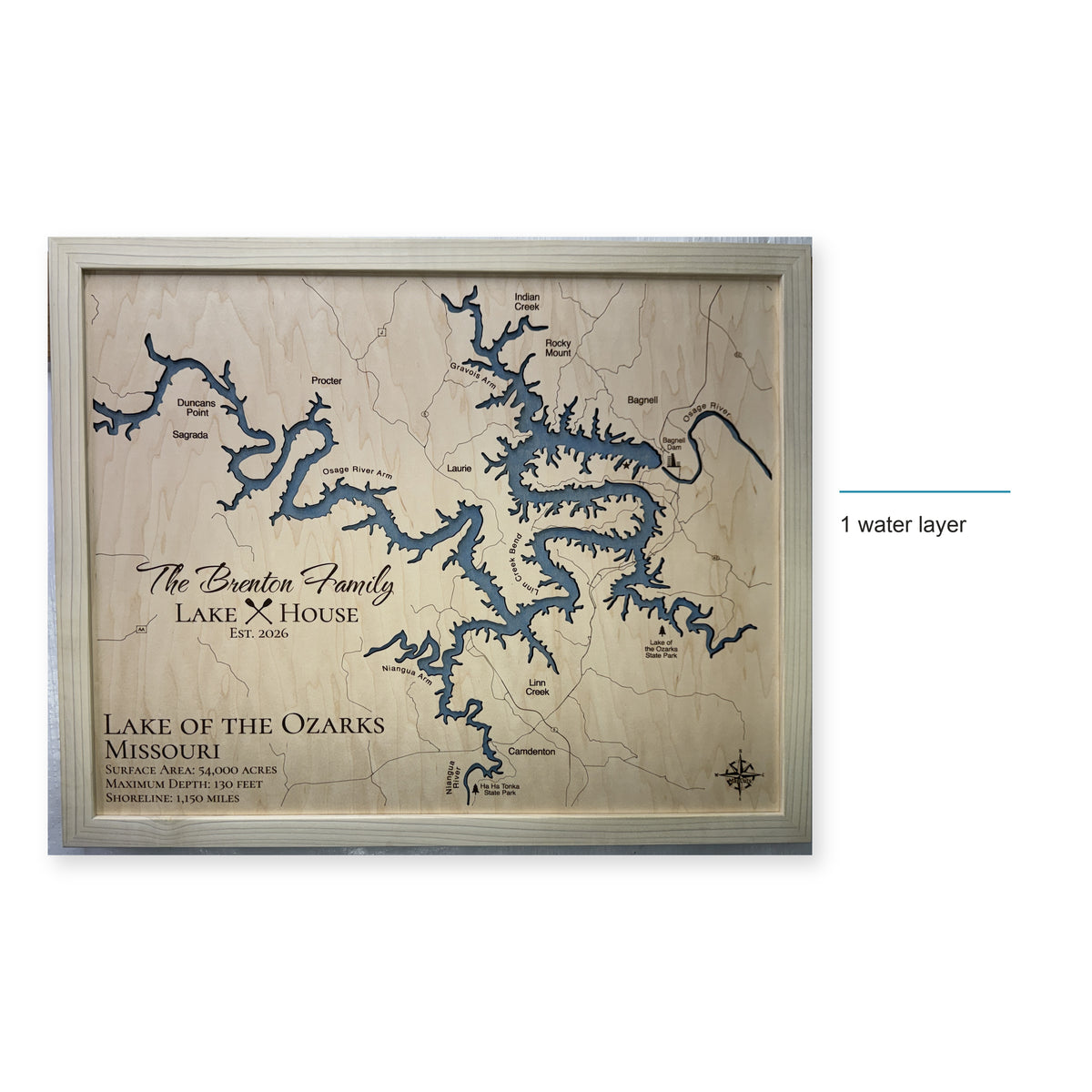 Lake of the Ozarks Brenton Family Wood Map — style-labeled photo [MC20261006 q3728 5f6d8633b87b]
