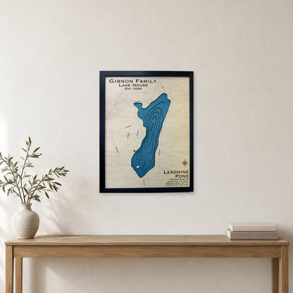 Leadmine Pond, Massachusetts Wood Map — room mockup [MC20261006 q3742 62396052bc96]