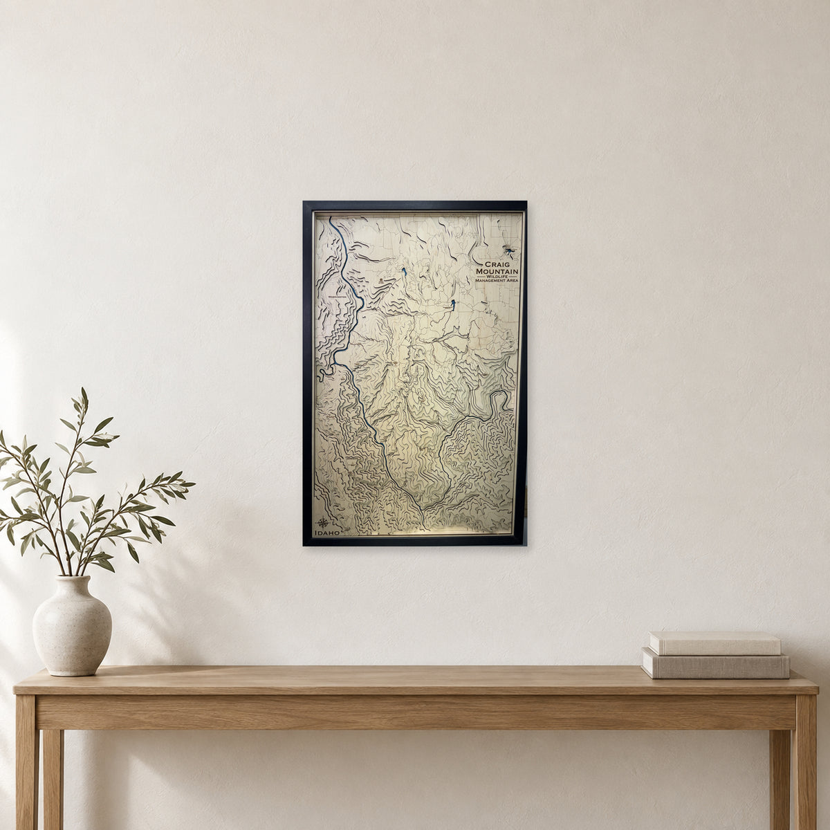 Craig Mountain Wildlife Management Area, Idaho Topographic Wood Map — room mockup [MC20261006 q3769 80c32c708fe0]