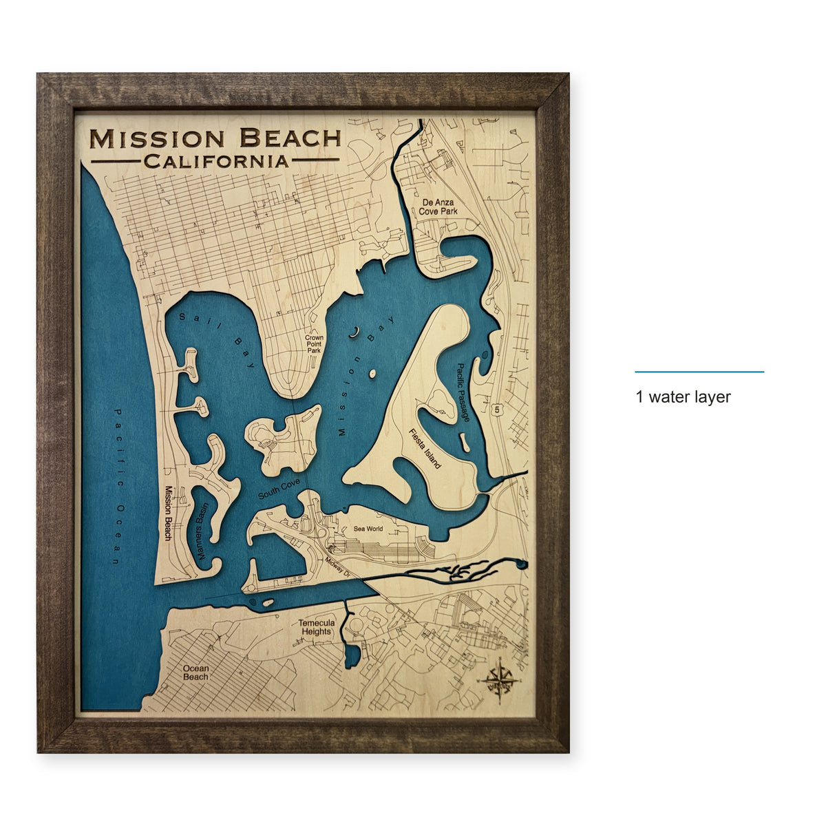Mission Beach California Single Water Layer Wood Map — style-labeled photo [MC20261006 q3782 7a4ec06d9854]