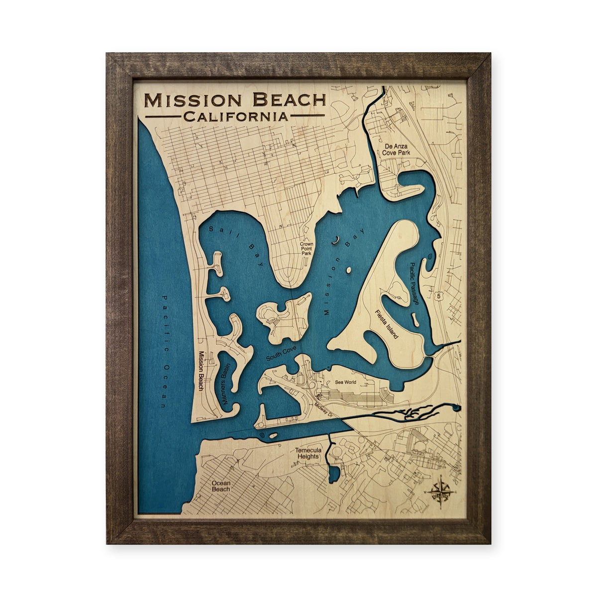 Mission Beach California Single Water Layer Wood Map — 1 water layer main photo [MC20261006 q3782 742423c8560b]